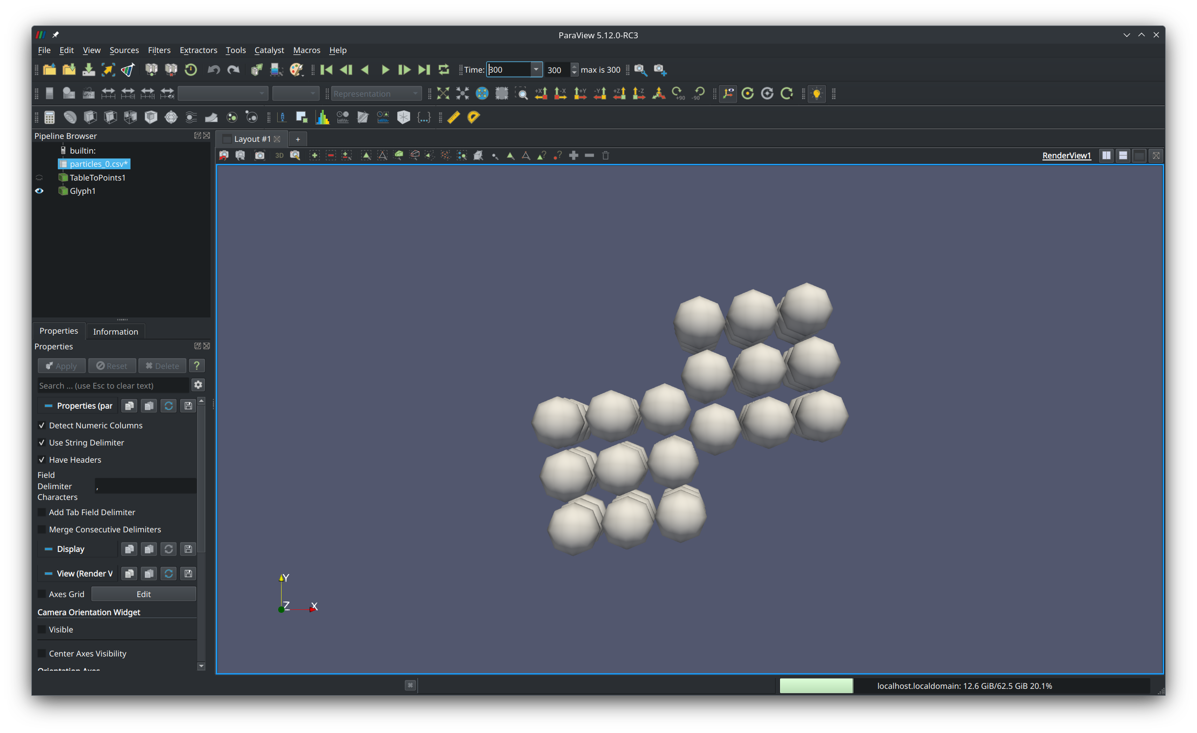 Collided cubes at the end of the simulation